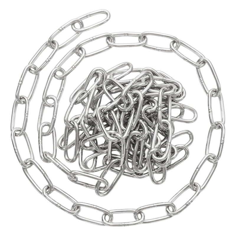 Mormchlots 304 Stainless Steel Chain, Heavy Duty Chain, Hanging Chain, for Clothesline, guardrail Chain, pet Chain (Length:2m / 6.56feet, Thickness:3mm / 0.12inch) - Image 1